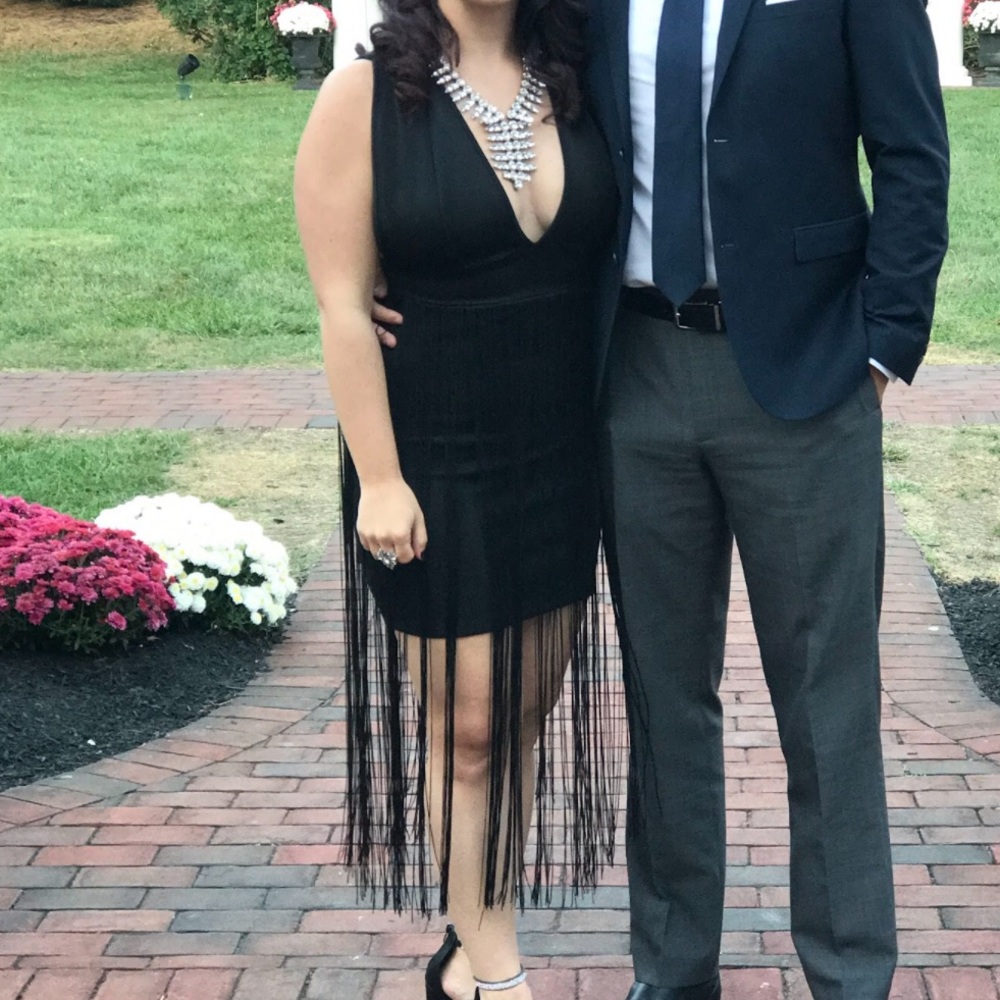 Black fringe party or wedding guest dress size medium